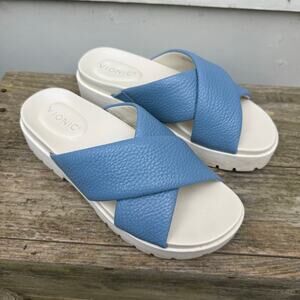 Vionic Vesta Platform Lug Sandals Blue Shadow Slides Size 8